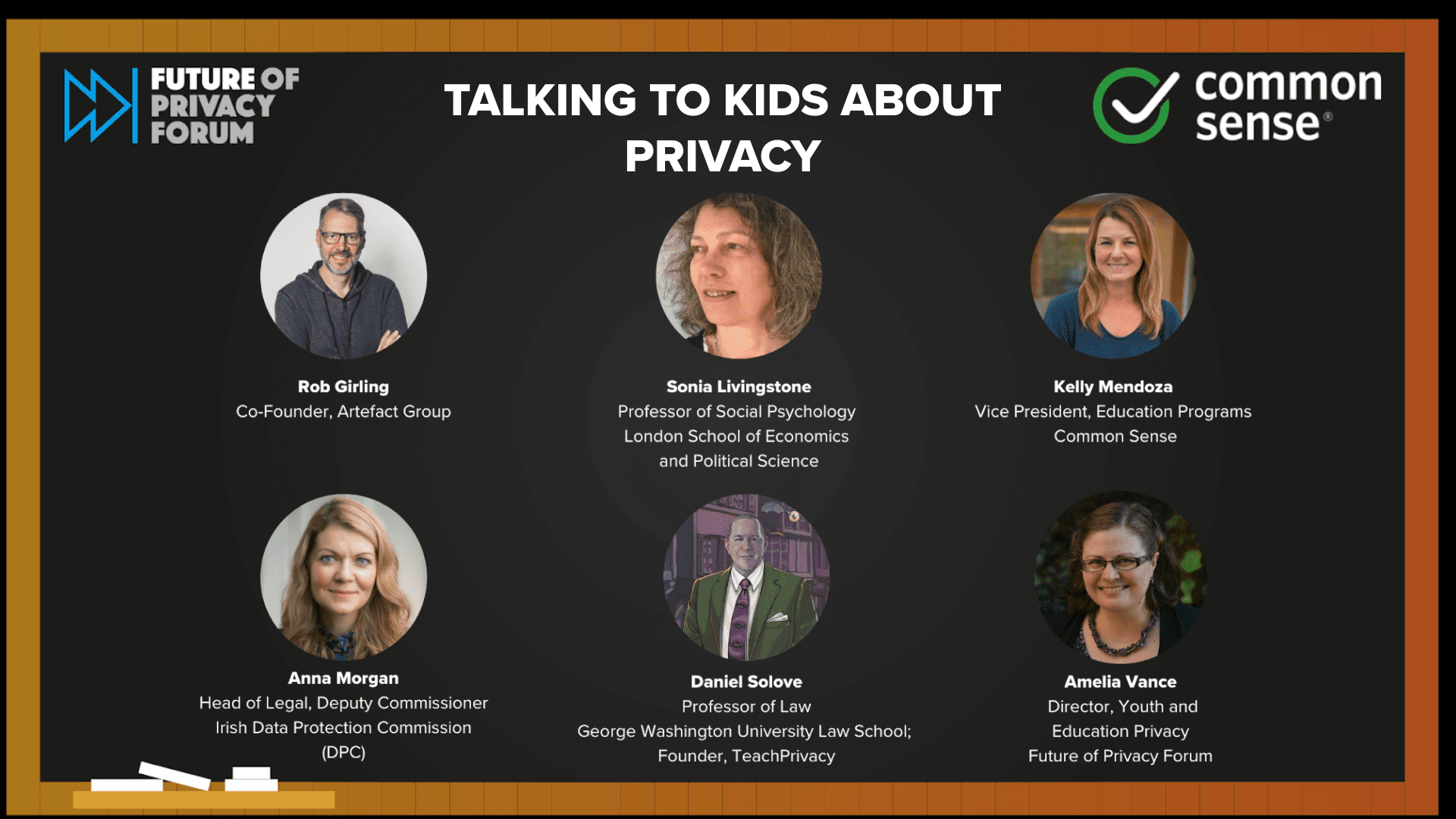 talking to kids about privacy event image with speaker's photos and titles